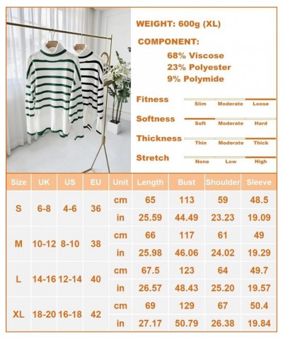 Women's Turtleneck Striped Sweater Casual Loose Long Sleeve Side Split Ribbed Knit Pullover Tops Green $25.07 Sweaters