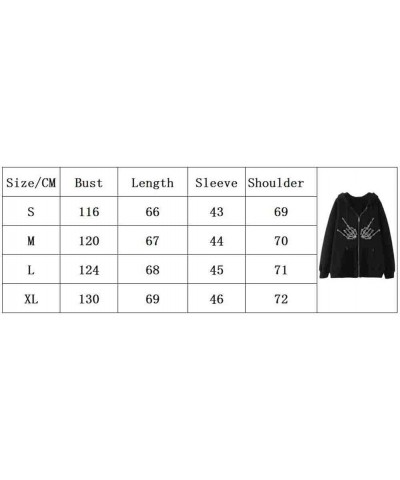 Y2k Zip Up Hoodie Sweatshirt Women Men Skeleton Printed Oversized Aesthetic Grunge Jacket Vintage Graphic Tops R Black $16.11...