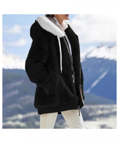 Winter Coats for Women Warm Button Down/Zipper Fur Fleece Wool Sherpa Coats with Pockets 884 Zl C-black $19.46 Jackets