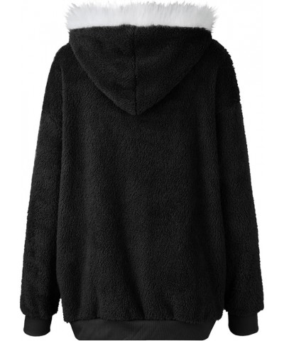 Winter Coats for Women Warm Button Down/Zipper Fur Fleece Wool Sherpa Coats with Pockets 884 Zl C-black $19.46 Jackets