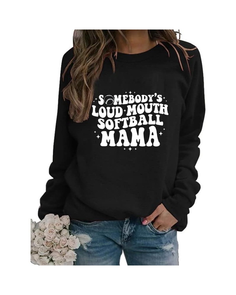 Softball Mom Sweatshirts for Women Cute Graphic Print Sports Pullovers Tops Casual Mama Crewneck Sweatshirt 3 black $11.88 Ho...