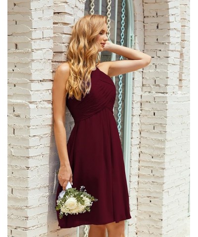 Halter Chiffon Bridesmaid Dress Short Cocktail Formal Homecoming Dresses for Juniors Burgundy $43.70 Dresses