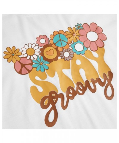 Women's Summer Hippie 70s T Shirt Cute Flower Graphic Loose Tees Crew Neck Short Sleeve Casual Tops White $9.24 T-Shirts