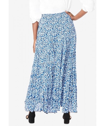 Women's Plus Size Elastic Waist Cotton Flowing Maxi Crinkled Skirt Chocolate Circle Dye $28.98 Skirts