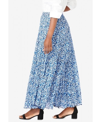 Women's Plus Size Elastic Waist Cotton Flowing Maxi Crinkled Skirt Chocolate Circle Dye $28.98 Skirts