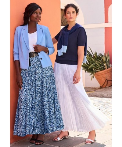 Women's Plus Size Elastic Waist Cotton Flowing Maxi Crinkled Skirt Chocolate Circle Dye $28.98 Skirts