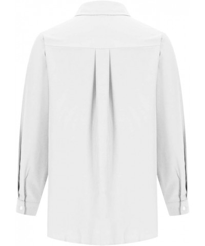 Button Down Shirts for Women Casual Long Sleeve Tunic Tops Loose Fit Collared Blouse Solid Work Business Tops W/Pocket A-whit...