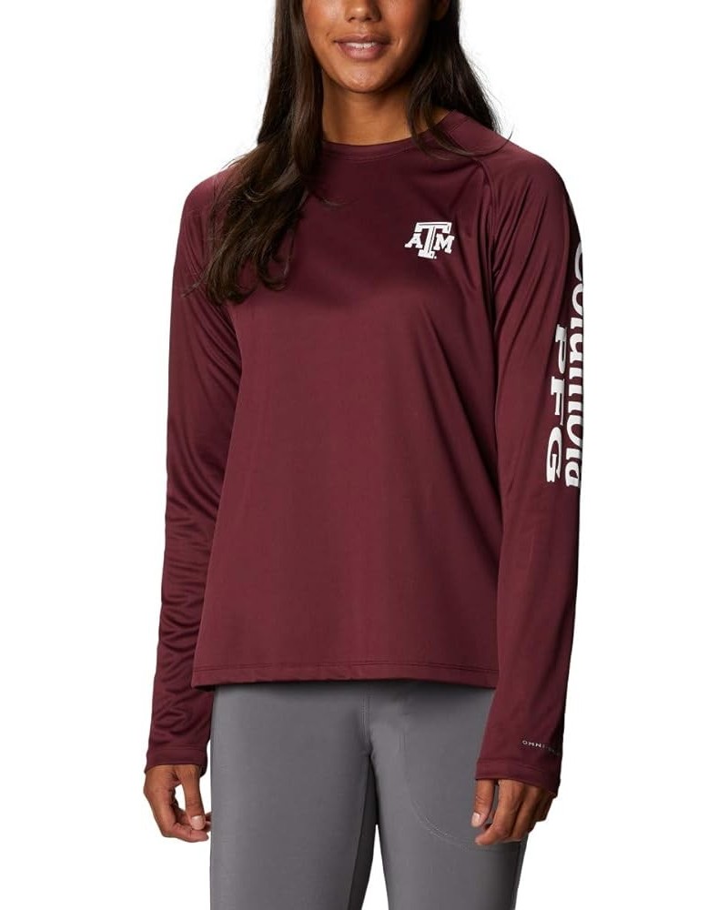 Women's Collegiate Tidal Tee Ls Shirt Texas A&M Aggies Large Tam - Deep Maroon, White $11.61 T-Shirts