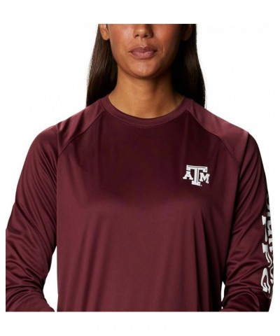 Women's Collegiate Tidal Tee Ls Shirt Texas A&M Aggies Large Tam - Deep Maroon, White $11.61 T-Shirts