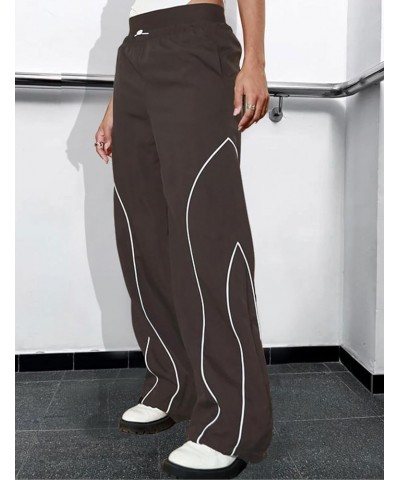 Cargo Pants Women Parachute Pants Y2K Baggy Casual High Waist Wide Leg Track Pants Streetwear Brown $9.75 Pants