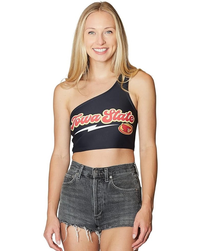 Women's Tailgate Outfit College One Shoulder Top Tank Top Crop Top One Size Fits Most Iowa State Cyclones - Black $21.56 Tanks