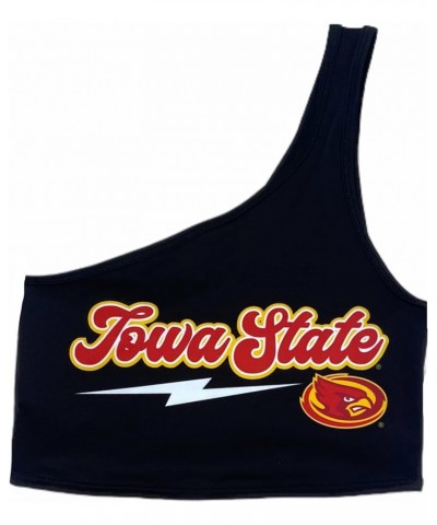 Women's Tailgate Outfit College One Shoulder Top Tank Top Crop Top One Size Fits Most Iowa State Cyclones - Black $21.56 Tanks
