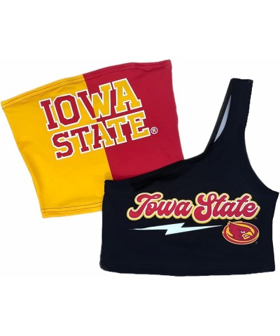 Women's Tailgate Outfit College One Shoulder Top Tank Top Crop Top One Size Fits Most Iowa State Cyclones - Black $21.56 Tanks