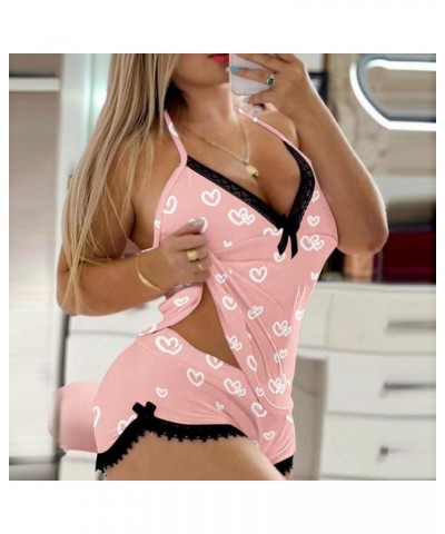 2 Piece Women's Summer Lace Cami Crop Top and Shorts Sleeveless Sleepwear Pajamas Lounge Set Loungewear Strap Camisole Soft L...