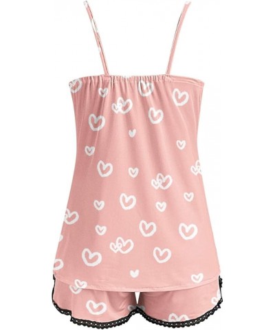2 Piece Women's Summer Lace Cami Crop Top and Shorts Sleeveless Sleepwear Pajamas Lounge Set Loungewear Strap Camisole Soft L...