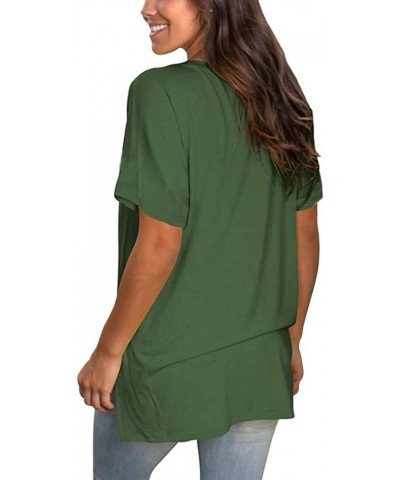 Summer Floral V Neck T Shirt Women Tops for Women Short Sleeve Tops 06-green $9.75 T-Shirts