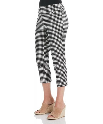 Stretch Capri (as1, Numeric, Numeric_18, Regular, Regular, Gingham Black Combo) $13.52 Pants