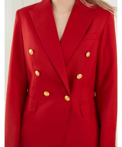 Women's 2 Piece Suit Notched Lapel Pants Suits Set for Women Business Casual Office Work Tuxedo Blazer Pants Set Red $29.37 S...