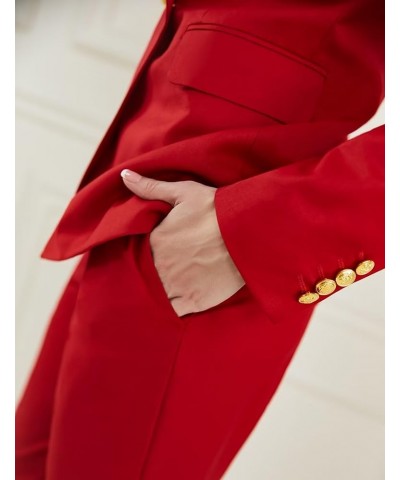 Women's 2 Piece Suit Notched Lapel Pants Suits Set for Women Business Casual Office Work Tuxedo Blazer Pants Set Red $29.37 S...