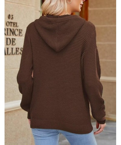 2023 Fall Womens Oversized Hoodies Knit V Neck Sweaters Fashion Casual Pullover Tops Brown $25.19 Hoodies & Sweatshirts