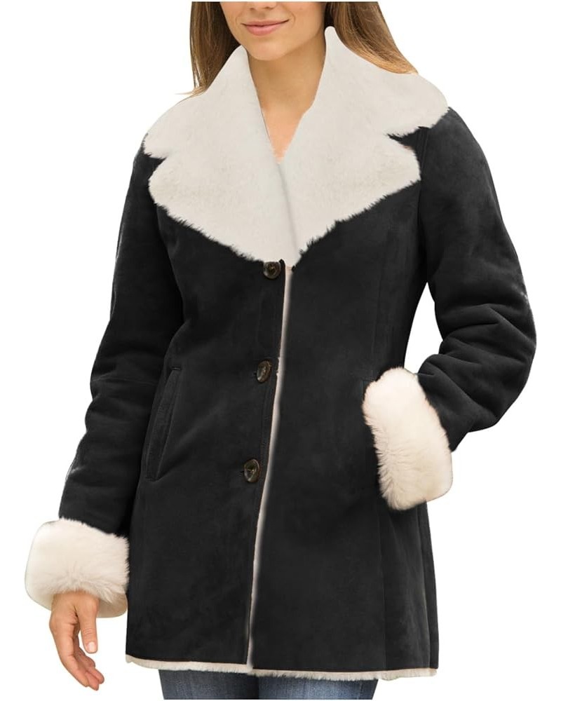 Womens Fleece Lined Jacket, Plus Size Winter Warm Parka Coat Fashion Lapel Button Down 2023 Fashion Comfy Furry Outerwear New...