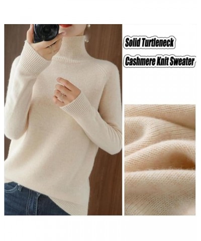 Women's Solid Turtleneck Cashmere Knit Sweater Autumn Winter Warm Pullover Crew Neck Cashmere Knitted Sweater Purple $11.10 S...