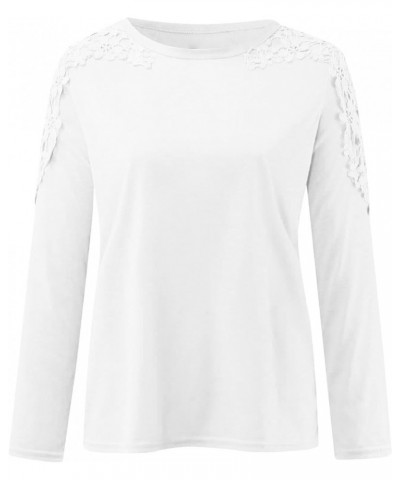 Womens Lace Tops Dressy Casual Blouses Trendy Shirts Cutout Long Sleeve Tshirts Summer Fashion 2024 T Shirt Loose Fit Top Whi...