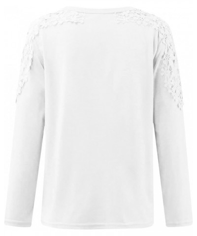 Womens Lace Tops Dressy Casual Blouses Trendy Shirts Cutout Long Sleeve Tshirts Summer Fashion 2024 T Shirt Loose Fit Top Whi...