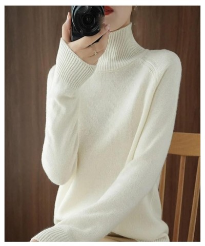Women's Solid Turtleneck Cashmere Knit Sweater Autumn Winter Warm Pullover Crew Neck Cashmere Knitted Sweater Purple $11.10 S...