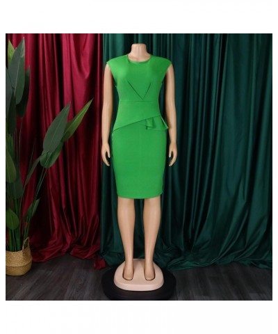 Plus Size Midi Pencil Dress for Women Elegant Ruffle Sleeve Round Neck Bodycon Cocktail Party Formal Dress Z00-green $9.71 Dr...