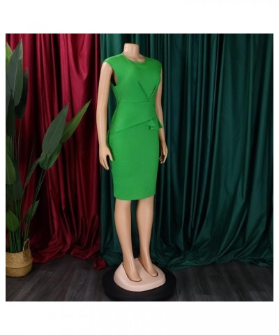 Plus Size Midi Pencil Dress for Women Elegant Ruffle Sleeve Round Neck Bodycon Cocktail Party Formal Dress Z00-green $9.71 Dr...
