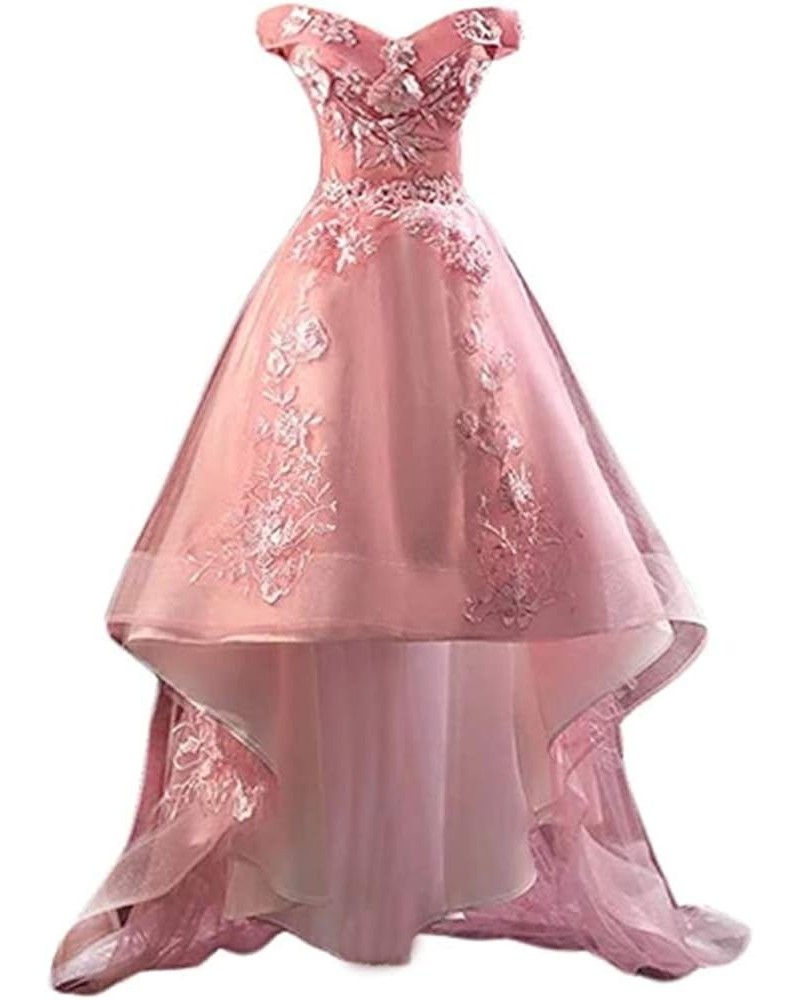 Women's Off Shoulder High Low Prom Dresses Appliques Homecoming Dresses for Teens Blush $38.00 Dresses