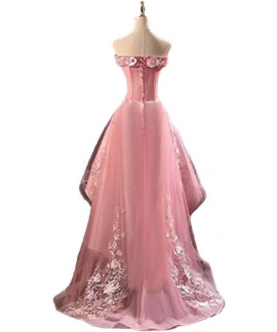 Women's Off Shoulder High Low Prom Dresses Appliques Homecoming Dresses for Teens Blush $38.00 Dresses