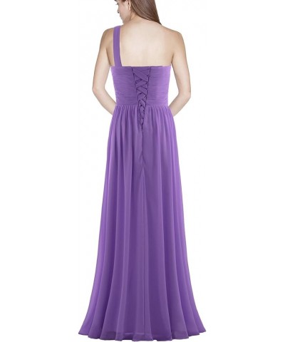Women's Pleat Chiffon One Shoulder Bridesmaid Dresses Long Evening Dress Formal Wedding Party Dress Light Purple $26.50 Dresses