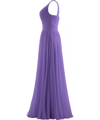 Women's Pleat Chiffon One Shoulder Bridesmaid Dresses Long Evening Dress Formal Wedding Party Dress Light Purple $26.50 Dresses