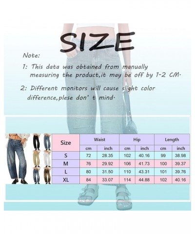 Women's Baggy Boyfriend Jeans Vintage Wide Leg Mid Rise Barrel Denim Ankle Pants Y2K Streetwear Style Pants White $10.77 Others