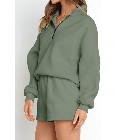 Women's Oversized 2 Piece Lounge Matching Sets Half Zip Sweatshirts Sweatsuit Green $20.39 Sleep & Lounge