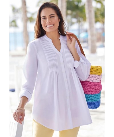 Women's Plus Size Perfect Pintuck Tunic Black Gingham $23.19 Tops