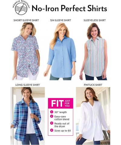 Women's Plus Size Perfect Pintuck Tunic Black Gingham $23.19 Tops