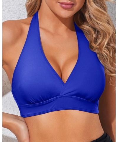 Women Halter Bikini Top Push Up Swimsuit Top Only Royal Blue $16.42 Swimsuits