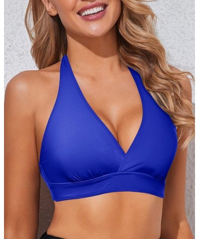 Women Halter Bikini Top Push Up Swimsuit Top Only Royal Blue $16.42 Swimsuits