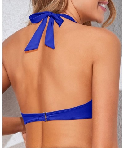 Women Halter Bikini Top Push Up Swimsuit Top Only Royal Blue $16.42 Swimsuits