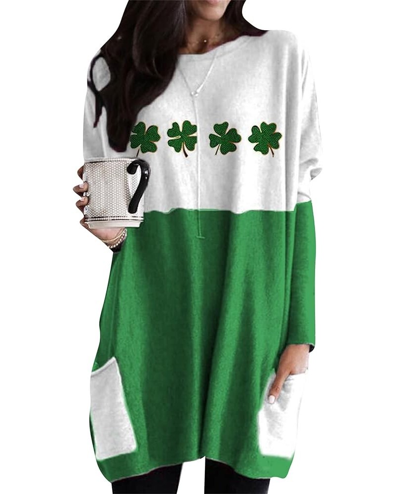Womens Christmas Casual Print Sweatshirt Long Sleeve Round Neck Pocket T Shirts Blouses Tops Clover Four $16.23 Hoodies & Swe...