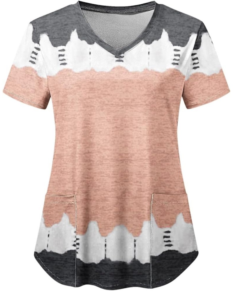 Summer Workout Tops for Women 2023 Casual Short Sleeve Shirts for Juniors Color Stitching Vneck Tshirts with Pockets Gray 52 ...