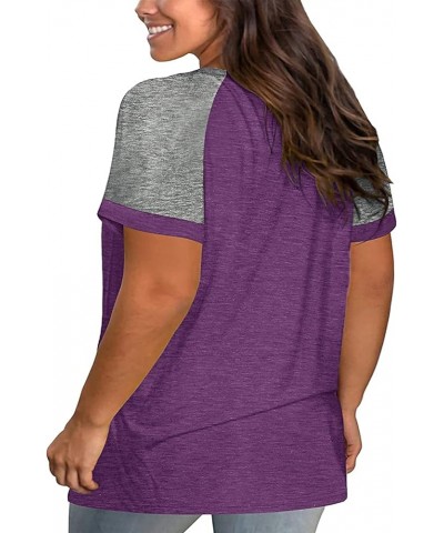 Plus Size Tops for Women Summer Short Sleeve Sexy V Neck Criss Cross T-Shirts Tunic Casual Loose Soft Tee Shirt Z01-purple $1...