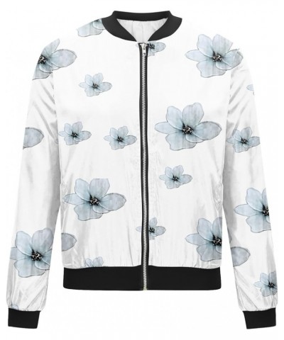 Women's Fall Zip Coat Jacket Fashion Casual Long Sleeve Lightweight Printed Outdoors Party Jacket with Pockets 03-light Blue ...