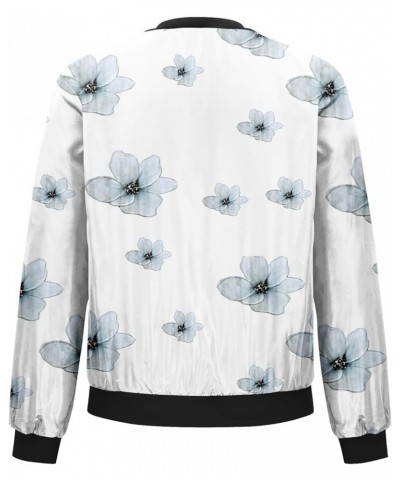 Women's Fall Zip Coat Jacket Fashion Casual Long Sleeve Lightweight Printed Outdoors Party Jacket with Pockets 03-light Blue ...