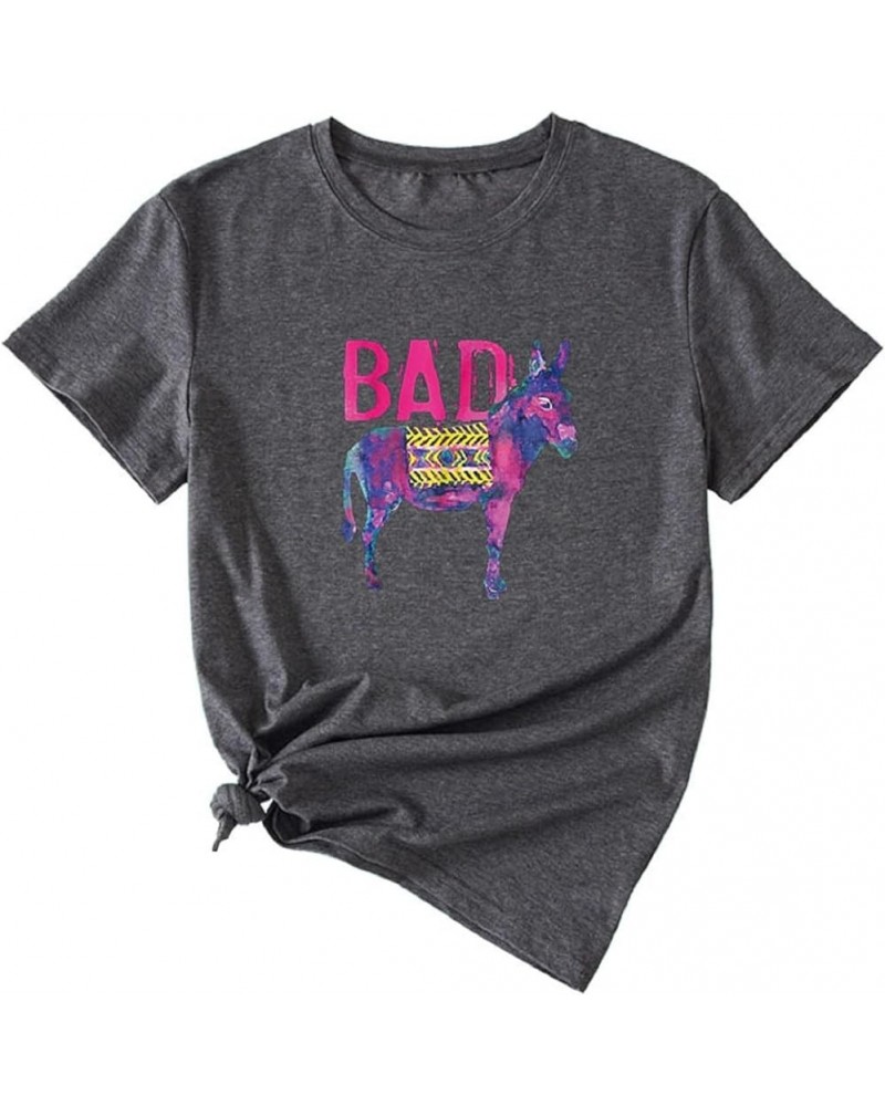 Bad Ass Donkey T-Shirt Graphic Funny Shirt Grey $10.59 T-Shirts