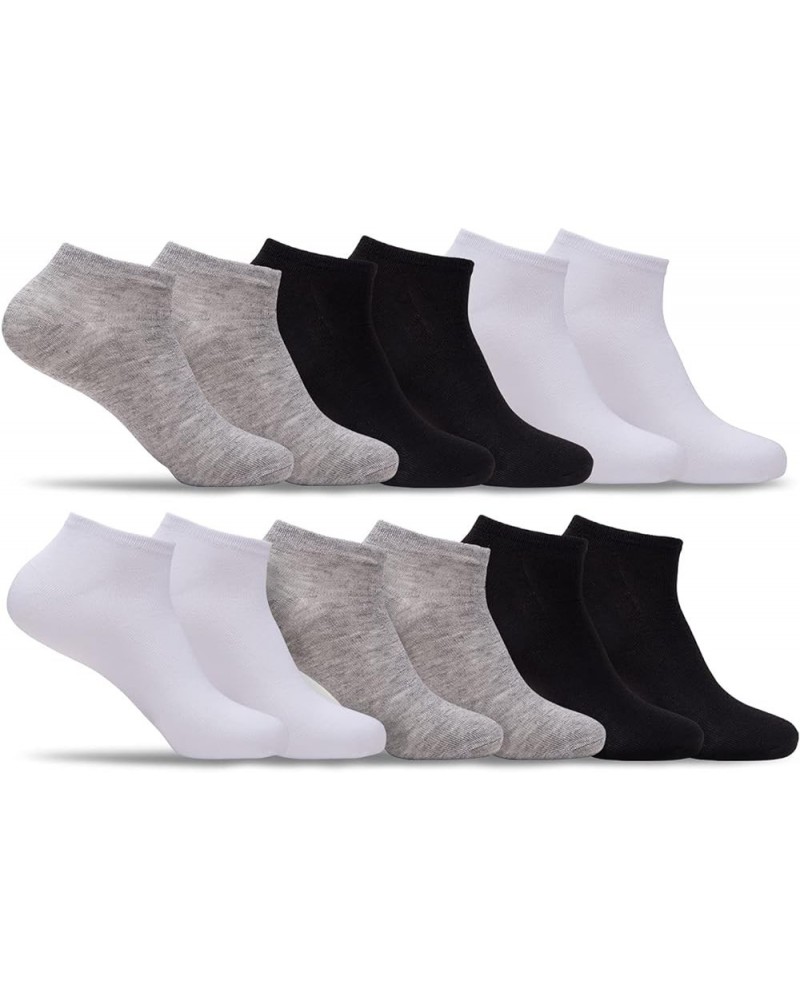 Womens Multipack of Ultra Thin & Lightweight Ankle Socks, Assorted Colors, Pack of 12 or 24 Pairs in Bulk Black / White / Gre...