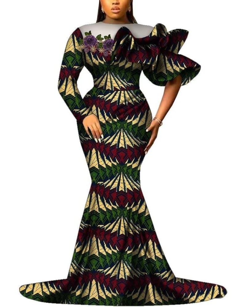 African Dresses for Women Ankara Floral Print Dashiki Party Dress Flare Sleeve Elegant Floor-Length Prom Dresses Plus Size C1...